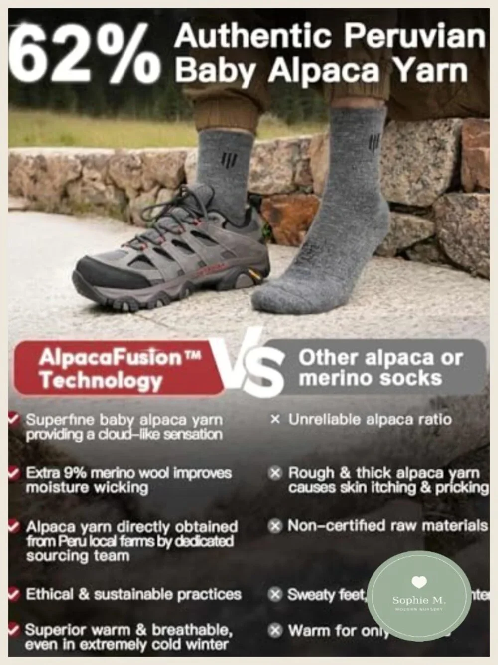 Alpaca Wool Lightweight Micro Crew Socks Moisture Wicking Anti-blister Merino